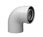 Коаксиальный отвод полипропиленовый 87°, диам. 80/125, HT Коаксиальный отвод полипропиленовый 87°, диам. 80/125, HT